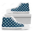 White And Blue USA Star Pattern Print White High Top Shoes For Men And Women