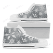 Silver And White Snowflake Pattern Print White High Top Shoes For Men And Women