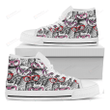 Owl With Glasses Pattern Print White High Top Shoes For Men And Women