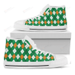 Saint Patrick's Day Argyle Pattern Print White High Top Shoes For Men And Women