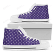 Purple Alien Face Pattern Print White High Top Shoes For Men And Women