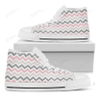 Pink White And Grey Chevron Print White High Top Shoes For Men And Women