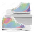 Pastel Holographic Print White High Top Shoes For Men And Women