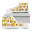 Yellow Alstroemeria Pattern Print White High Top Shoes For Men And Women