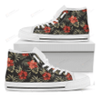 Vintage Tropical Hibiscus Floral Print White High Top Shoes For Men And Women