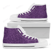 Purple Glitter Texture Print White High Top Shoes For Men And Women