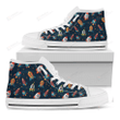 Rockets And Stars Pattern Print White High Top Shoes For Men And Women