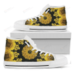 Yellow Flower Kaleidoscope Print White High Top Shoes For Men And Women