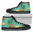 Pastel Turquoise Pineapple Pattern Print Men's High Top Shoes