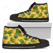 Yellow Tropical Pineapple Pattern Print Men's High Top Shoes