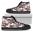 Pink Brown Camouflage Print Men's High Top Shoes