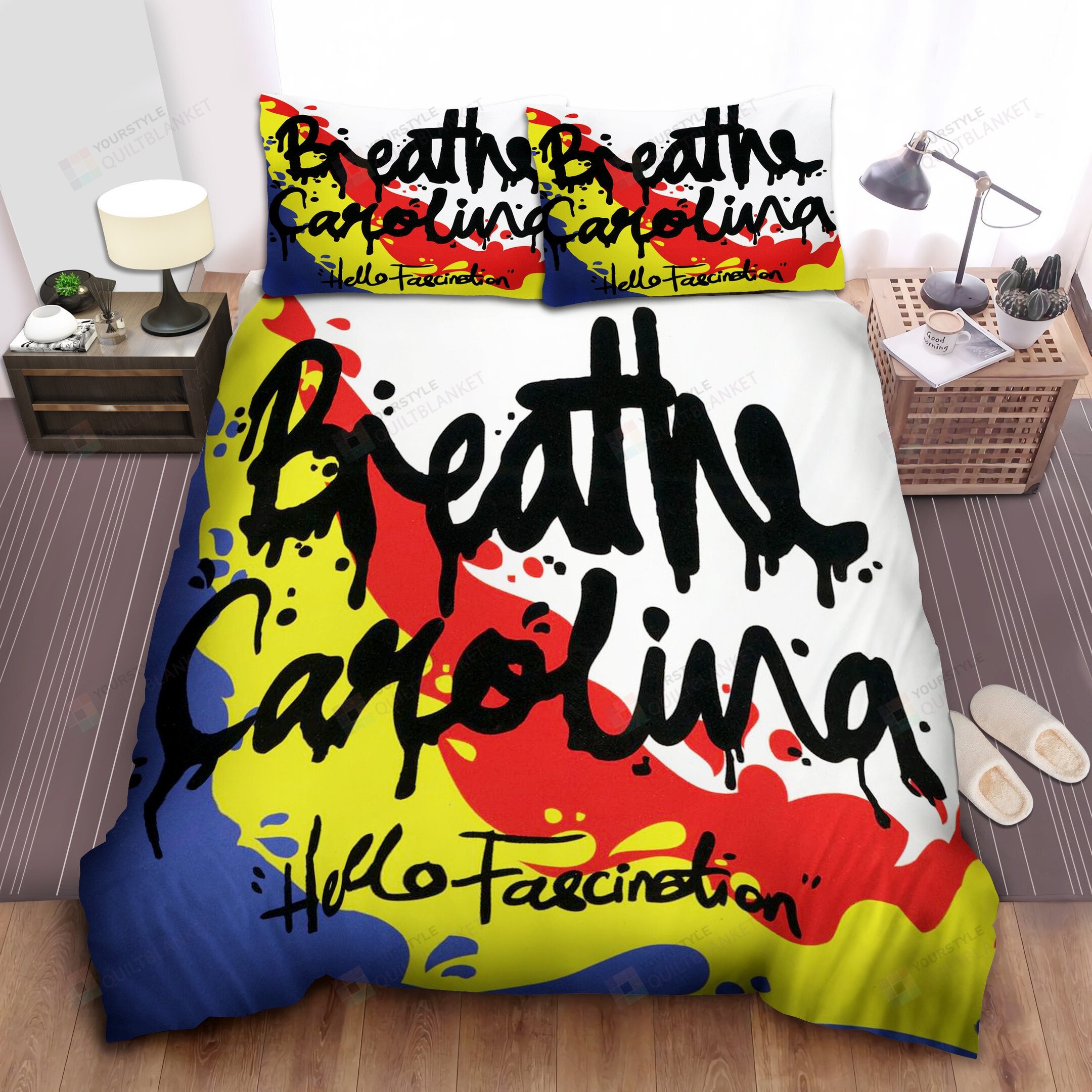 Hello Fascination Album Bedding Set, Breathe Carolina Album Bed Sheets Spread Duvet Cover Bedding Set