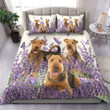 Airedale Terrier Dogs And Lavender Duvet Cover Bedding Set