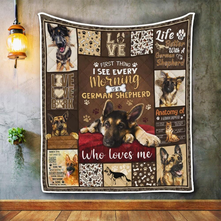 A German Shepherd Who Loves Me Live Love Bark Quilt Blanket Great Customized Blanket Gifts For Birthday Christmas Thanksgiving