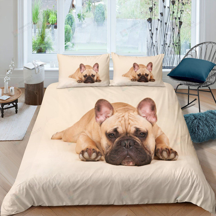 3D Pug Dog Lying On The Ground Bed Sheets Spread  Duvet Cover Bedding Sets