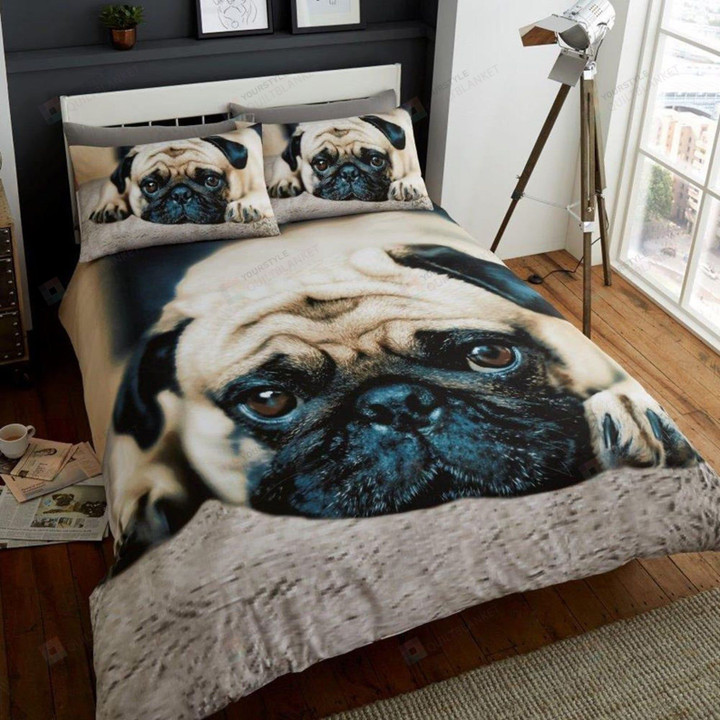 3D Pug Dog Lying Bed Sheets Spread  Duvet Cover Bedding Sets