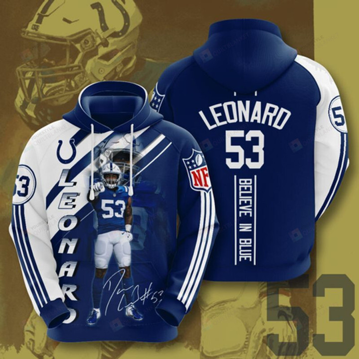 Indianapolis Colts And Darius Leonard All Over Print Sweatshirt, 3d All Pull Over Print Hoodie Or Zip-Up Hoodie