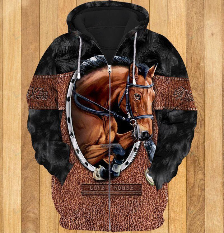 Amazing Love Horse Brown And Black 3D All Print Hoodie, Zip- Up Hoodie