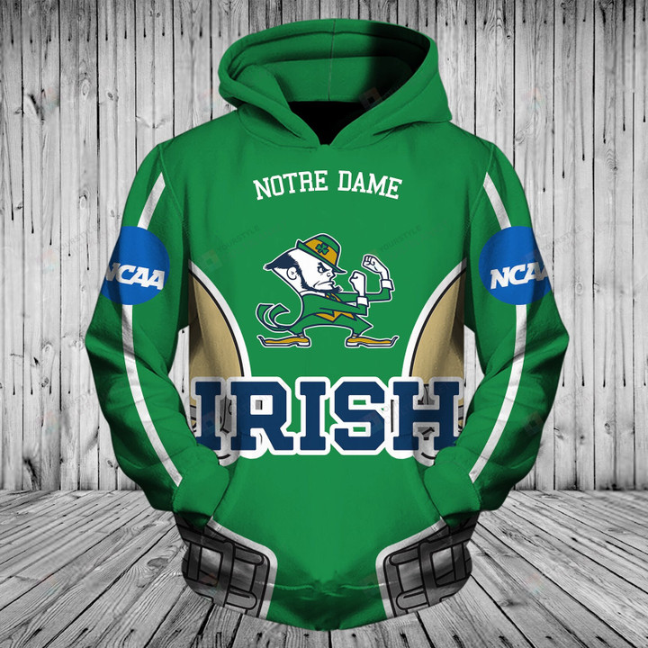 Notre Dame Fighting Irish 3D All Over Printed Hoodie, Zip- Up Hoodie