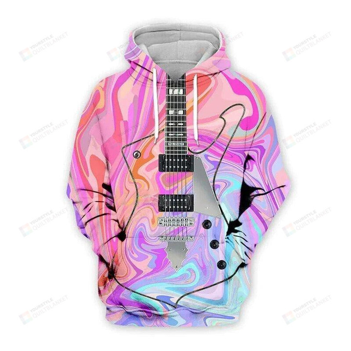 Pink Guitar 3D All Print Hoodie, Zip- Up Hoodie