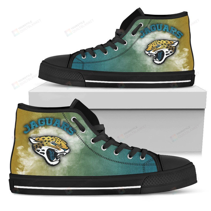White Smoke Vintage Jacksonville Jaguars NFL Canvas High Top Shoes