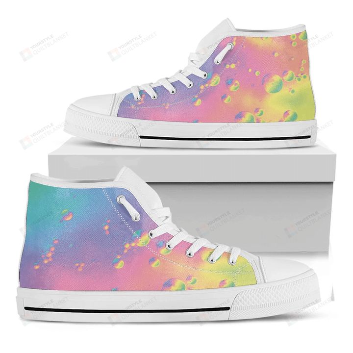 Pastel Acid Melt Print White High Top Shoes For Men And Women