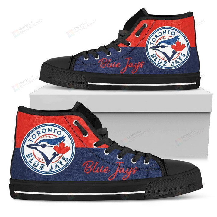 Divided Colours Stunning Logo Toronto Blue Jays MLB Canvas High Top Shoes