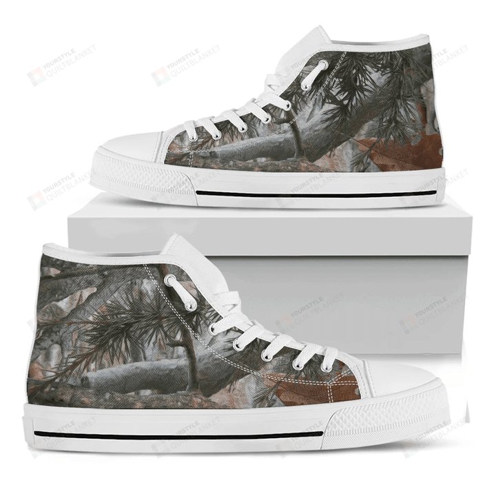 Jungle Hunting Camouflage Print White High Top Shoes For Men And Women