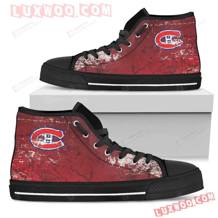 Grunge Vintage Logo Montreal Canadiens High Top Shoes