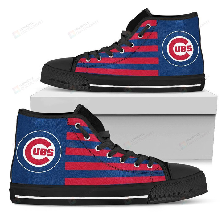 American Flag Chicago Cubs MLB Canvas High Top Shoes