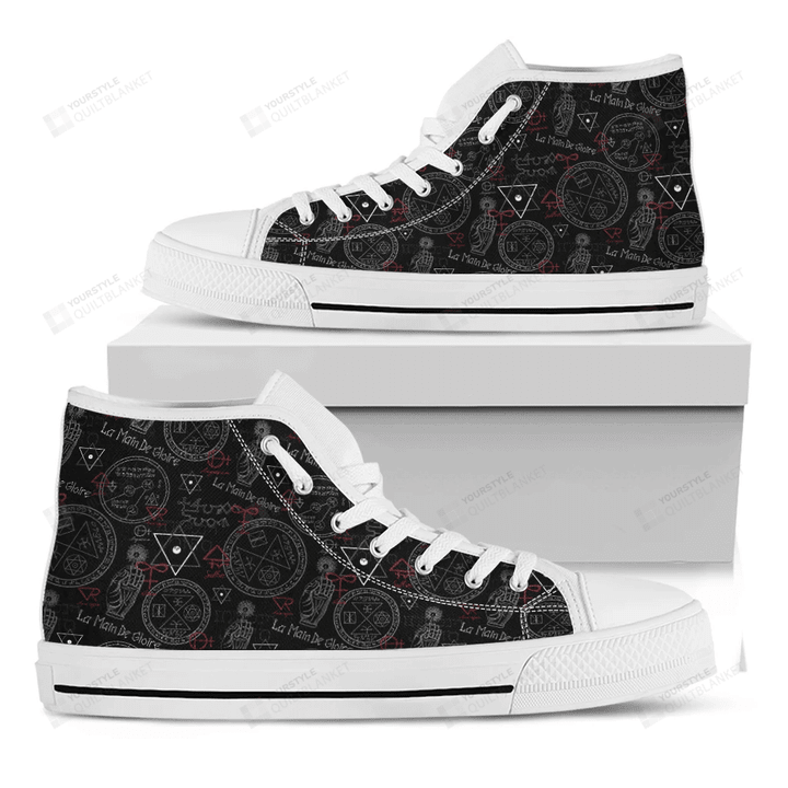Hand Of Glory Black Magic Witch Print White High Top Shoes For Men And Women