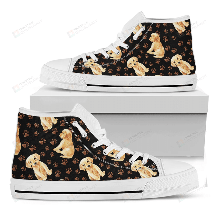 Labrador Retriever Puppy Pattern Print White High Top Shoes For Men And Women