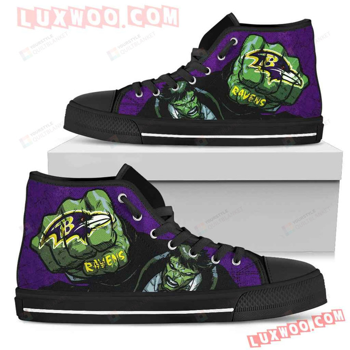 Hulk Punch Baltimore Ravens High Top Shoes
