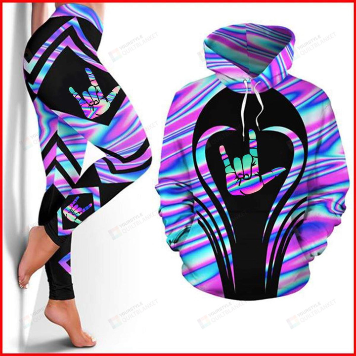 Holographic Hand Sign All Over Print 3D Legging