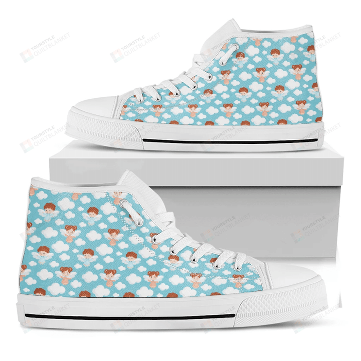 Little Angel Pattern Print White High Top Shoes For Men And Women