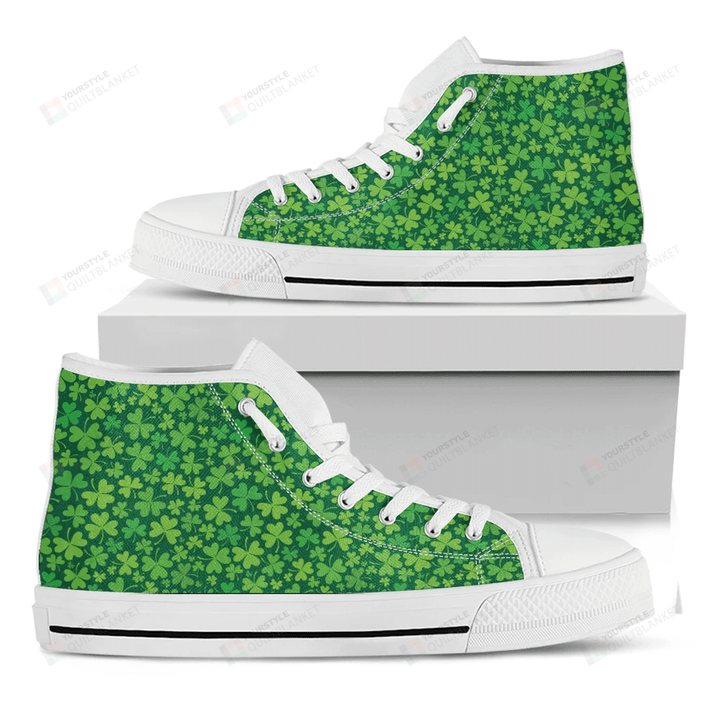 Shamrock Leaf St. Patrick's Day Print White High Top Shoes For Men And Women