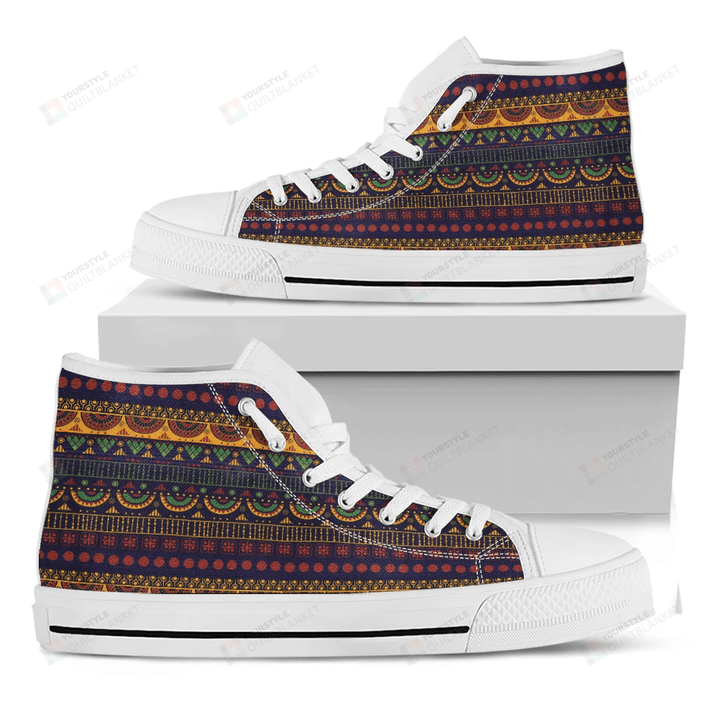 Native Tribal Indian Pattern Print White High Top Shoes For Men And Women
