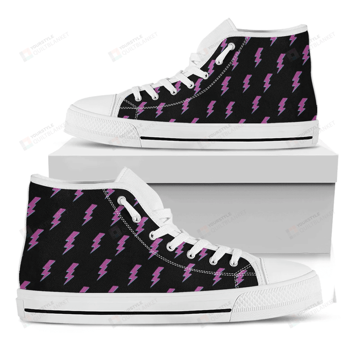 Purple And Teal Lightning Pattern Print White High Top Shoes For Men And Women