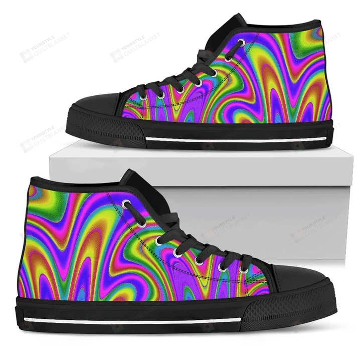 Abstract Neon Trippy Print Men's High Top Shoes