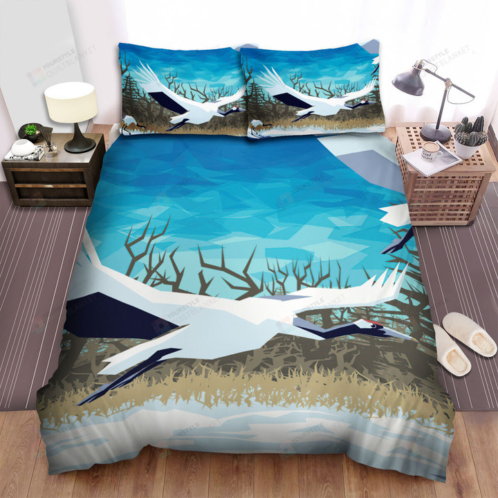 The Wild Animal - The Red Crowned Crane In The Winter Bed Sheets Spread Duvet Cover Bedding Sets