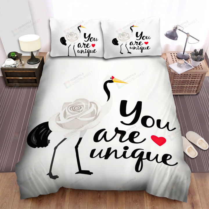 The Wild Animal - The Red Crowned Crane Says You Are Unique Bed Sheets Spread Duvet Cover Bedding Sets