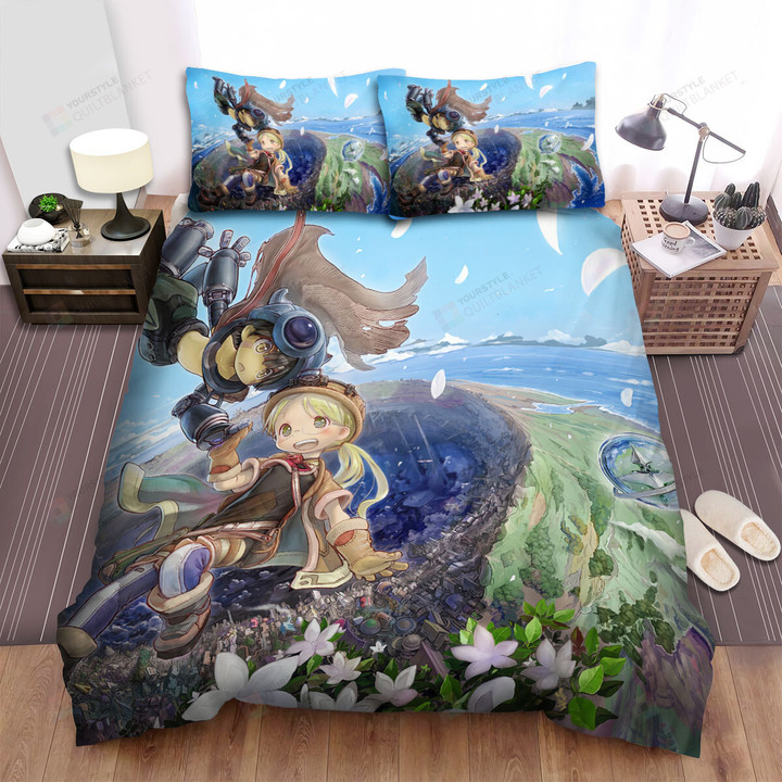 Made In Abyss Riko & Reg Falling From The Sky Bed Sheets Spread Duvet Cover Bedding Sets
