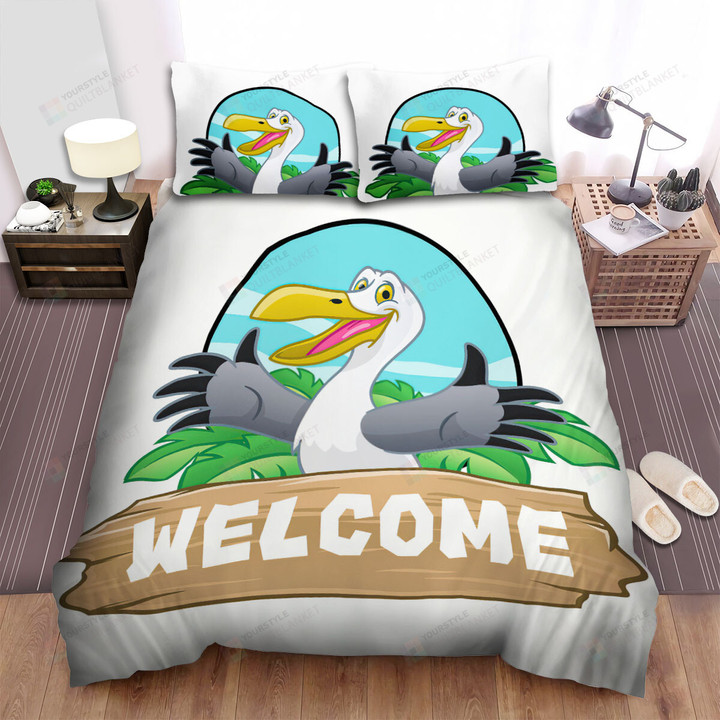 The Seagull Says Welcome Bed Sheets Spread Duvet Cover Bedding Sets