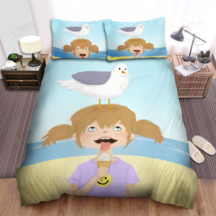 The Wildlife - The Seagull On The Licking Girl Bed Sheets Spread Duvet Cover Bedding Sets