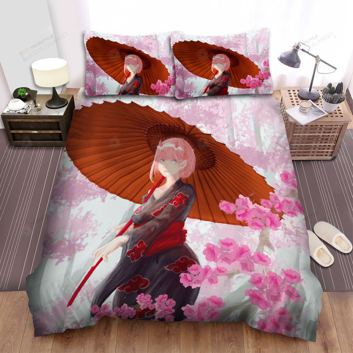 Darling In The Franxx Zero Two & Cherry Blossom Bed Sheets Spread Duvet Cover Bedding Sets