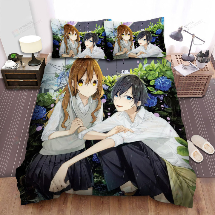 Horimiya Hori & Miyamura Under The Rain Artwork Bed Sheets Spread Duvet Cover Bedding Sets