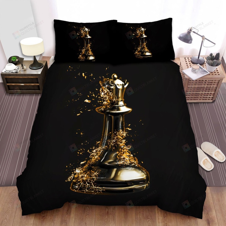 Golden Chess Piece 3d Broken Queen Bed Sheets Spread Comforter Duvet Cover Bedding Sets
