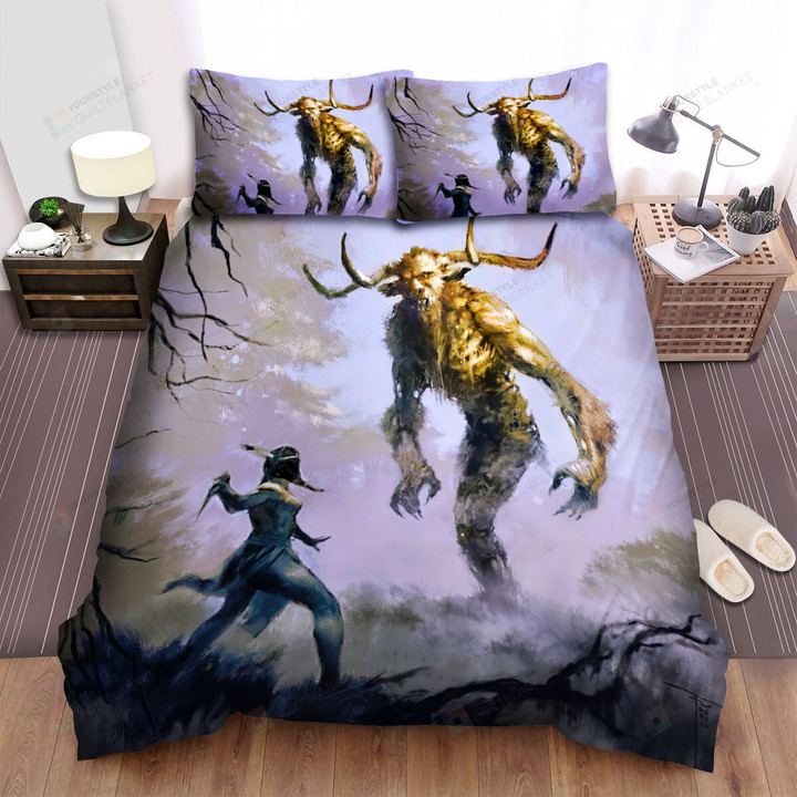 Yellow Wendigo Facing A Native Hunter Bed Sheets Spread Duvet Cover Bedding Sets