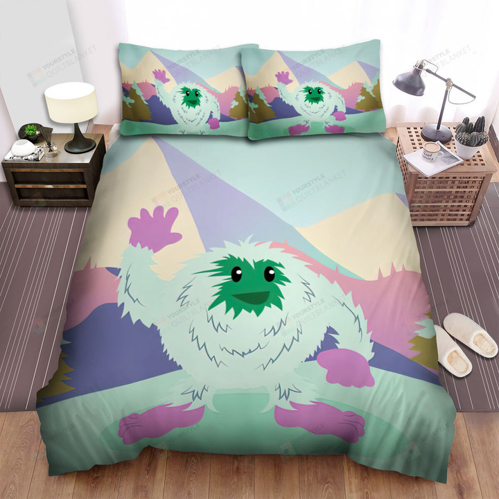 Mysterious Creature Yeti Says Hello Illustration Bed Sheets Spread Duvet Cover Bedding Sets