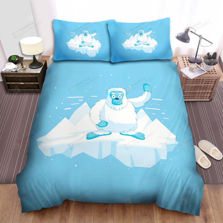 Mysterious Creature Yeti On Ice Land Illustration Bed Sheets Spread Duvet Cover Bedding Sets